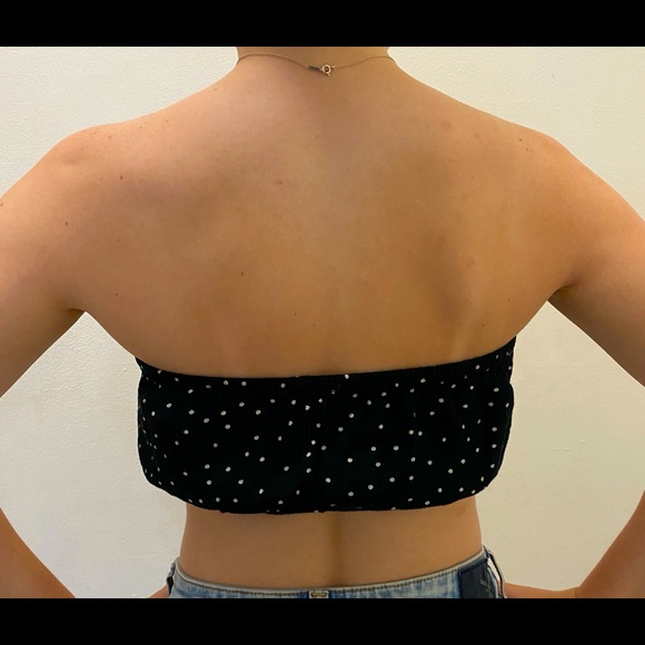American Eagle Black Bandeau Top with White Polka Dots - Picture 4 of 5